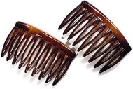 2 x Mini Side Combs Approx. 5.2 x 3 cm Havana Brown Split Tooth Comb Made in France (510h)