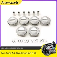 Engine Parts 6PCS Piston And Piston Rings Fit 3.2L For Audi A4 A6 allroad A8 B7 C6 D3 3.2L AUK BKH B