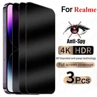 3PCS Anti-Spy Tempered Glass for Realme Note 60 50 C53 C51 C55 C12 C25 C75 6i/5/5i/C3 8 10 Reno 8Z
