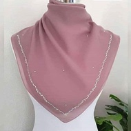 Hidayu Tudung Bawal Premium - Batu Manik Tabur Keliling Simple Bidang 45 | Tudung Bawal | Tudung Cot