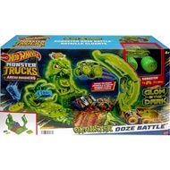 HOT WHEELS MONSTER TRUCK TOY TRUCK & PLAYSET, GLOW IN THE DARK ULTIMATE CRUSH YARD ORIGINAL MATTEL/