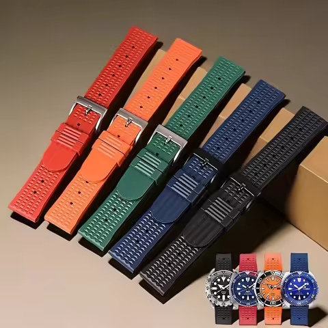 For Seiko No 5 Black Green Water Ghost SRPd63 SRPD53K1 abalone rubber watch strap citizen Rolex sili