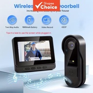 Outdoor Door Bell with 4.3 inch Screen Two-way Audio 800mAh Battery Wired Doorbell Monitor System