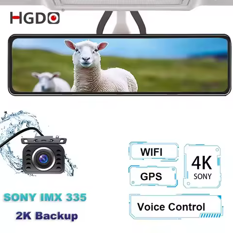 HGDO M420 Rear View Mirror 4K SONY IMX415 Front Dash Cam with 2K SONY IMX335 Backup Camera Car DVR R