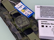 全新/ CASIO - 軍綠色AE-1200WH/ 配軍綠色尼龍錶帶