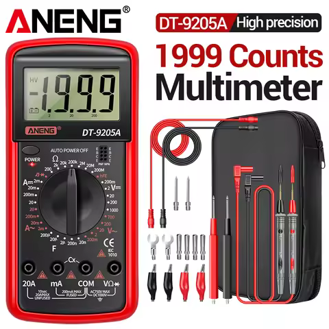 Digital Professional Multimeter ANENG DT9205A 1999 Counts True RMS AC/DC Transistor Voltage Tester A