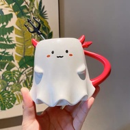 Starbucks Coffee Cup 2021 Halloween Little Devil Ceramic Mug with Stirring Stick