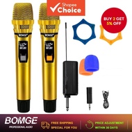 BOMGE UHF Gold Microphone with Receiver Mike for Karaoke Conferences Podcast