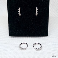 925 Silver Adult Flower Clip-On Earrings with White Gold Plating - AJ159