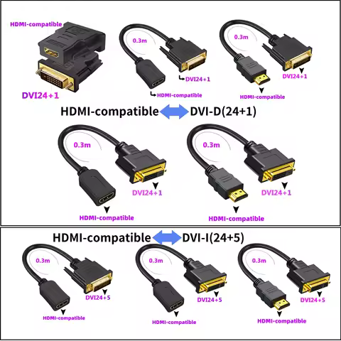 1080P HDMI-compatible to DVI Adapter Bi-Directional DVI 24+1/24+5 Pin to HDMI-compatible Cable for P