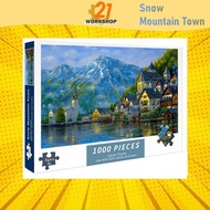 (Ready Stock) 1000pcs Jigsaw Puzzle Snow Mountain Town 75CM x 50CM I 1000 pcs puzzle 1000 piece Puzz