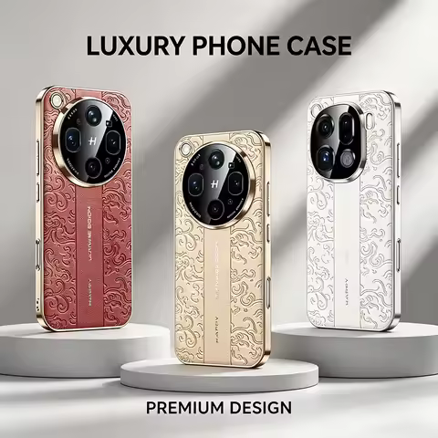 Luxury Auspicious Cloud Leather with Plated Frame Case For OPPO Find X9 Ultra X9S Pro X9 Pro Reno 15