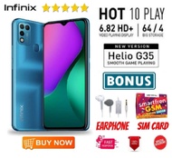 Hp Infinix HOT 10 Play 4GB/64GB MediaTek Helio G25 Bergaransi | infinix Hot 10 Pay 4/64GB Li-Po 6000 mAh