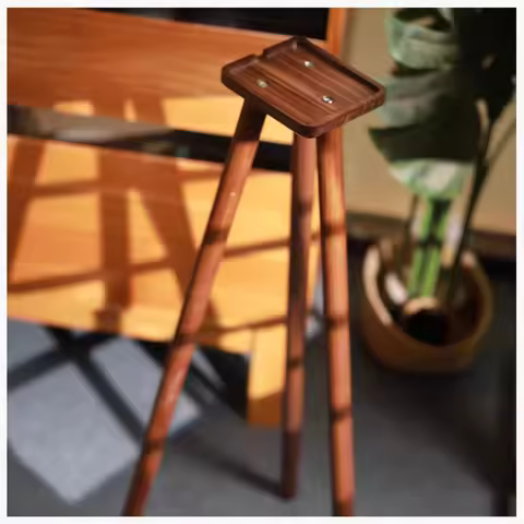 Floor stand tripod speaker stand for Samsung HW-Q990F speakers, made of North American black walnut 