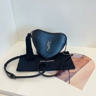 YSL聖羅蘭 黑銀流蘇愛心包💓心形包 斜背包