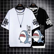 Summer Shark Short Sleeve T Shirt Men Casual Trend Loose Korean Sports Top Baju T Shirt Lelaki