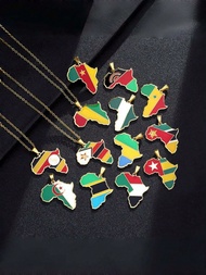1pc Hip Hop Africa Map Pendant Necklace Stainless Steel Algeria Morocco Egypt Tunisia Libay Jewelry
