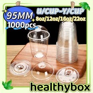 [1000pcs] U/cup milk cup Y Cups for Milk Tea (95mm Top Diameter) Coffee Cup