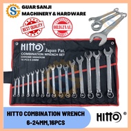 HITTO COMBINATION SPANNER SET COMMON RING SET (6-24MM, 16PCS)