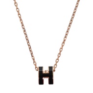 Unused Hermes Mini Pop H Metal Black Necklace 0487 [Pre-owned] HERMES