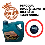 PERODUA LUB SARAWAK 0W20 3.5L FULLY SYNTHETIC ENGINE OIL WITH OIL FILTER 15601-00R02 1SET 09640 1619