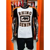 HR09 H.Rhino Men's T-shirt, Orange White, 2-Way Stretch Cotton, Nice Standard Form.