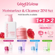 Glad2Glow 2In1 Cleanser+Moisturizer Travel Kit Skincare Set Brightening/Retinol/Acne/Repair/377 Face