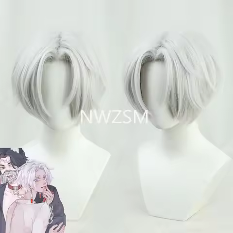 Anime Tokyo Revengers Kurokawa Izana Cosplay Wig Silver White Short Wig Resistant Fiber Hair with Fr