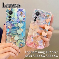 For Samsung A52 5G Samsung A52s Samsung A32 5G Samsung A32 4G Crossbody Bracelet Phone Case , Bluray Glitter Oil Painting Flower Diamond Soft Cover Case