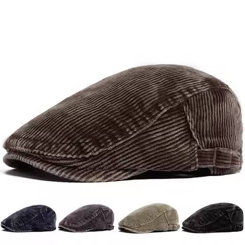 Wash Faded Corduroy Beret Retro Fashion Men Women Newsboy Cap Autumn Winter Casual Vintage Flat Hat 