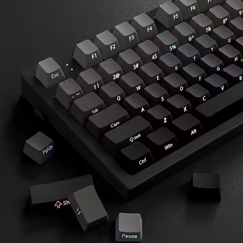 Side-printed gradient keycaps with PBT contour backlighting, bottom-lit design, compatible with 60/7
