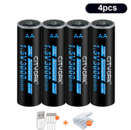 ไมโคร USB แบบชาร์จไฟได้ 1.5V AA Li-ion แบตเตอรี่ mAh AA Li-ion แบตเตอรี่ AA สำหรับเมาส์นาฬิกาเครื่อง