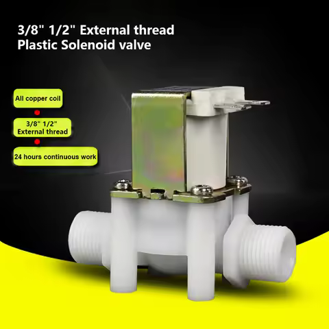 3/8" 1/2"Plastic Motorized Solenoid Valve External Thread High Temperature Resistance 100℃ 24 Hours 