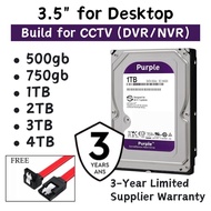 Purple Surveillance HDD Hard Disk  500gb 1TB 2TB 3TB 4TB HDD 3.5" CCTV HDD Internal Hard Drive