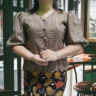 SHOOPI ATASAN KATUN BOLONG KANCING DEPAN WANITA TERBARU 2023/BLUS KATUN/BAJU KEBAYA KATUN BANGKOK