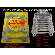 YAMAHA LC135 Y15 Alloy Spacer Cylinder Block Gasket CNC VPro 78MM PROTAPER ( 2mm 3mm 4mm 5mm 6mm 7mm 8mm 9mm 10mm )