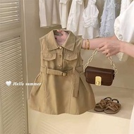 小鹹檸七童裝夏季女童無袖連衣裙寶寶設計感工裝裙背心糖果元素潮