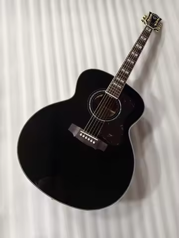 Jumbo professional guitar,solid top, black finish guild style 6-string acoustic electric guitar