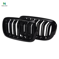 Front Kidney Grille Double Slat Sport Grill For- X5 F15 X6 F16 X5M F85 X6M F86 2013-2019 (Gloss Blac