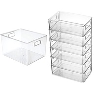 7 Pcs Transparent Refrigerator Storage Box Desktop Dormitory Bathroom Storage Box, 1 Pcs 29X20X15cm &amp; 6 Pcs 29X20X15cm