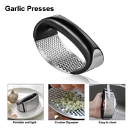 Multi-function Manual Garlic Presser Curved Garlic Grinding Slicer Chopper Stainless Steel