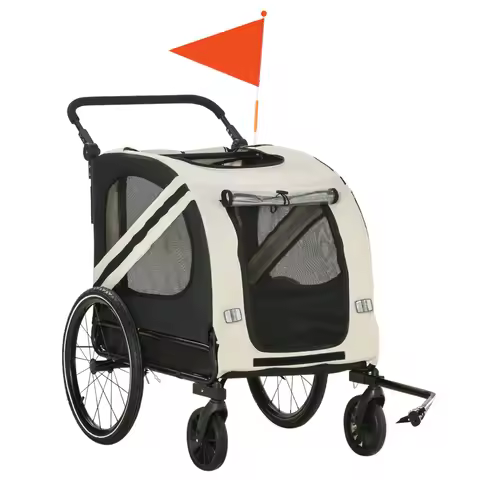 Aosom 2-in-1 Pet Bike Trailer Weather-Resistant Small Dog Bicycle Stroller Road-Visibility Bike Wago
