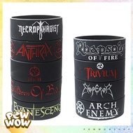 Rock Band Style Large Silicone Sports Bracelet Outstanding Black Logo