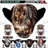 MERAH Winshield HONDA PCX 160 NEW APACE visor Sticker (039)/INDIAN Image Winshield Sticker/Red Leather Image Winshield Sticker/Cool INDIAN Tribal Image Winshield Sticker/Character visor Sticker/