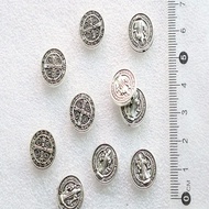 50pcs Holy Angel Wings Hole Bead Medal, Saint Benedict Small Hole Bead Christian Rosary Hole Bead Br