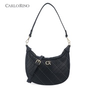 Carlo Rino Black Glitz Quilted Shoulder Bag