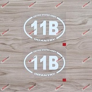2X White 8'' Army 11B Infantry Decal Sticker Oval Car Vinyl die Cut no Background