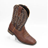 Western Cowboy Boots Square Toe Men's Shoes Boots Embroidered Motorcycle