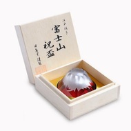 55cc (赤色)【日本田島硝子】富士山祝盃 清酒杯手工雕刻