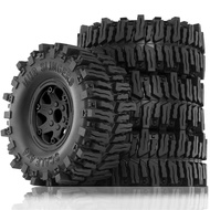(LAO4) 4pcs 130mm 2.2Inch Beadlock Wheel Rim Rubber Tire Set for 1/10 RC Crawler Car Axial SCX10 Wra